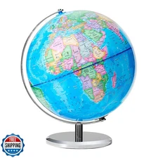 BSHAPPLUS 13" World Globe for Kids, Classroom Globe for Education and Decorat