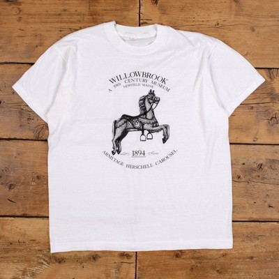 Vintage Screen Stars T-Shirt L Herren 90er weiß Karussell Pferd Einzelnaht USA