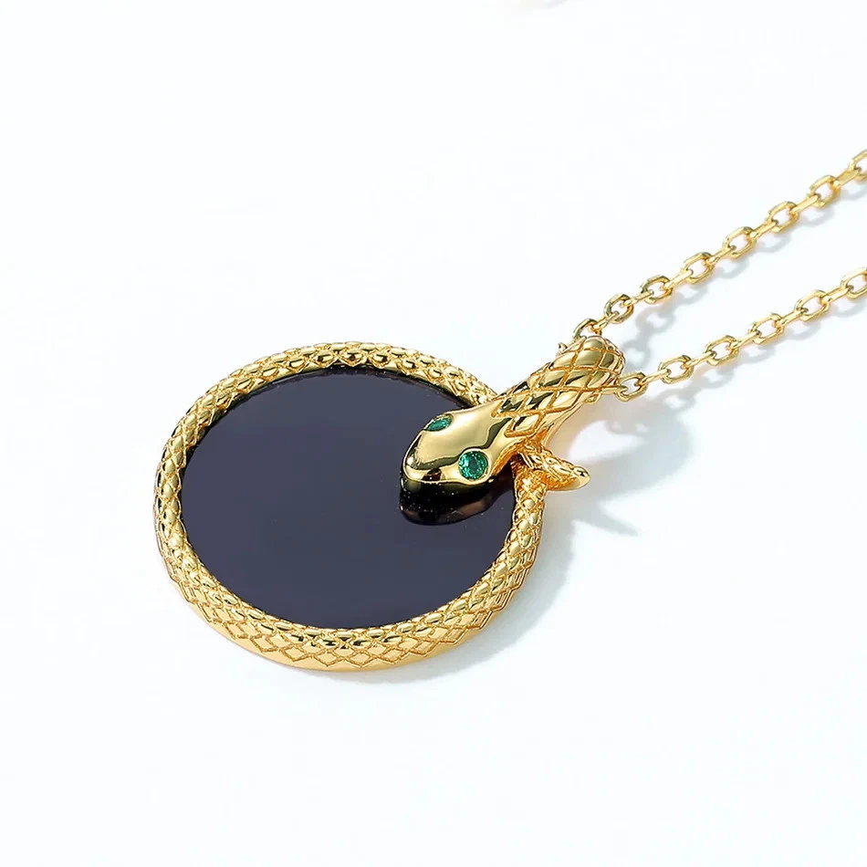 Schwarz Achat Tier Anhänger Halskette Damen Modeschmuck 45cm Vergoldet - Bild 2 von 4