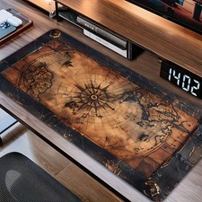XXL Large Vintage Nautical Map Mouse Pad Compatible for PCLaptop - Non-Slip Gami