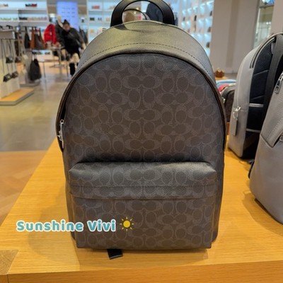 NWT Coach Taylor Backpack In Signature Canvas Silver/Black  display picture 3