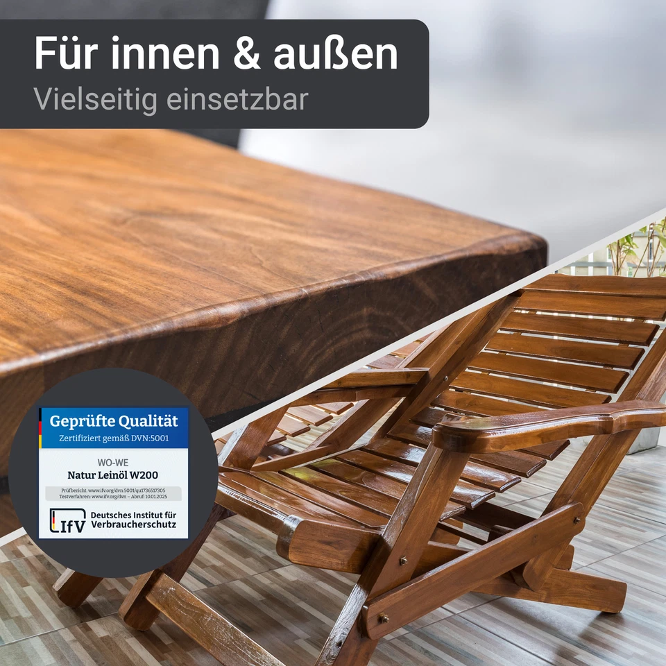 Holzöl Leinöl Holzschutzöl Farblos für Innen Außen Holz Pflegeöl Holzmöbel - Bild 4 von 4