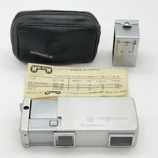 Vintage Minolta 16 Sub Mini Spy Camera Rokkor 1:2.8 F=22mm Japan w/ Case & Mount