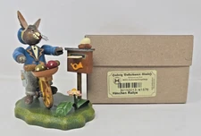 Original Hubrig Folk Art Rabbit Mail Carrier on Bike Delivering Mail Germany
