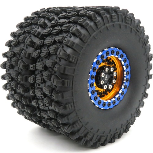 2x RC 1.9 Tires 120mm Tyres & 1.9 Metal Beadlock Wheels Rims For RC Mud Crawler - Picture 14 of 26