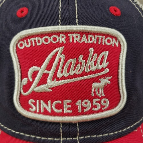 Alaska Anchorage Hat Cap Strap Back Outdoor Tradition Since 1959 Red Blue Mesh - Picture 2 of 8