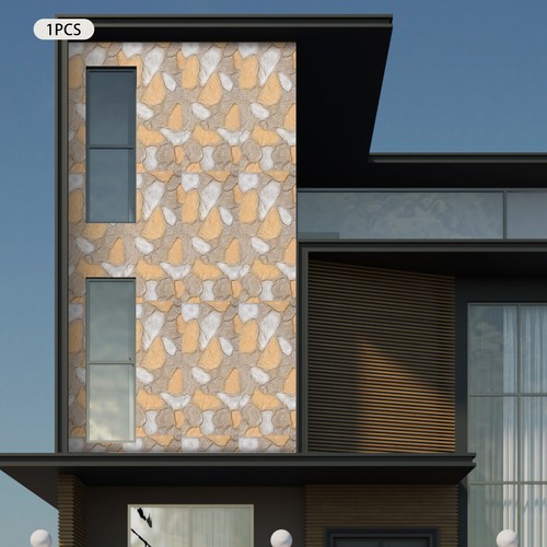 3D Faux Stone Wall Panel PU Wall Panel for Interior Exterior Decor Reddish Brown