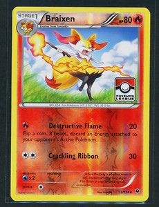 Braixen 12/124 Reverse Holo League Promo Pokémon 2016 Fates Collide LP/NM