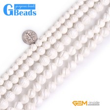 Natural White Shell Beads 15" Carved Flower Gemstone Jewellery Making Supplies