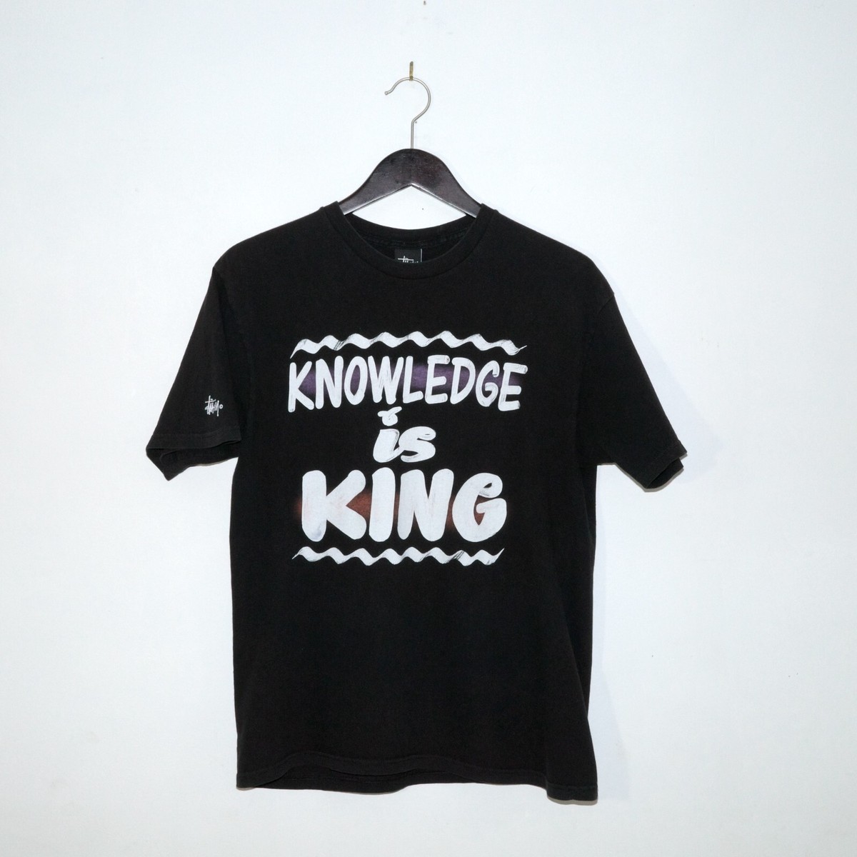 Stüssy Knowledge Is King Tシャツ M Vintage Stussy Knowledge is King Black T-Shirt Mens Medium | eBay