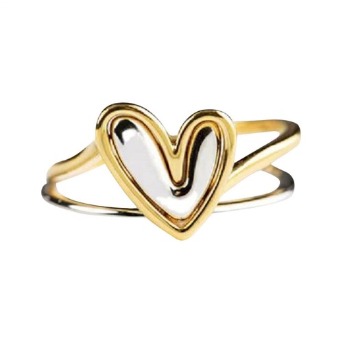 2pcs Heart Ring for Women Metal Finger Band Wedding Engagement Jewelry Stylish