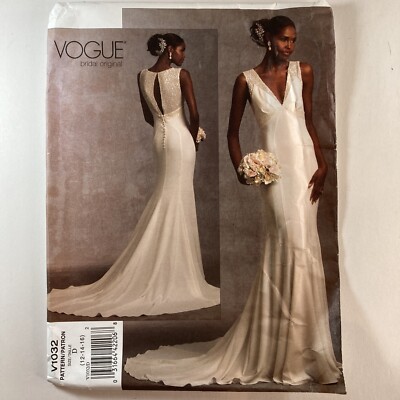 Vogue 1032 Braut Brautkleid elegante Schleppe V Mieder Damen neu ungeschnittenes Muster