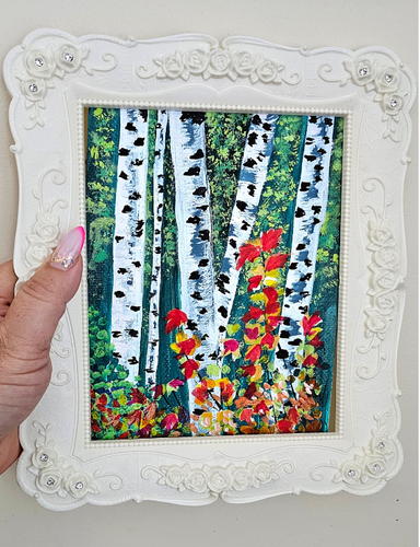 Painting Birch Watercolor Landscape framed Original Painting gift idea Forest - Picture 4 of 9