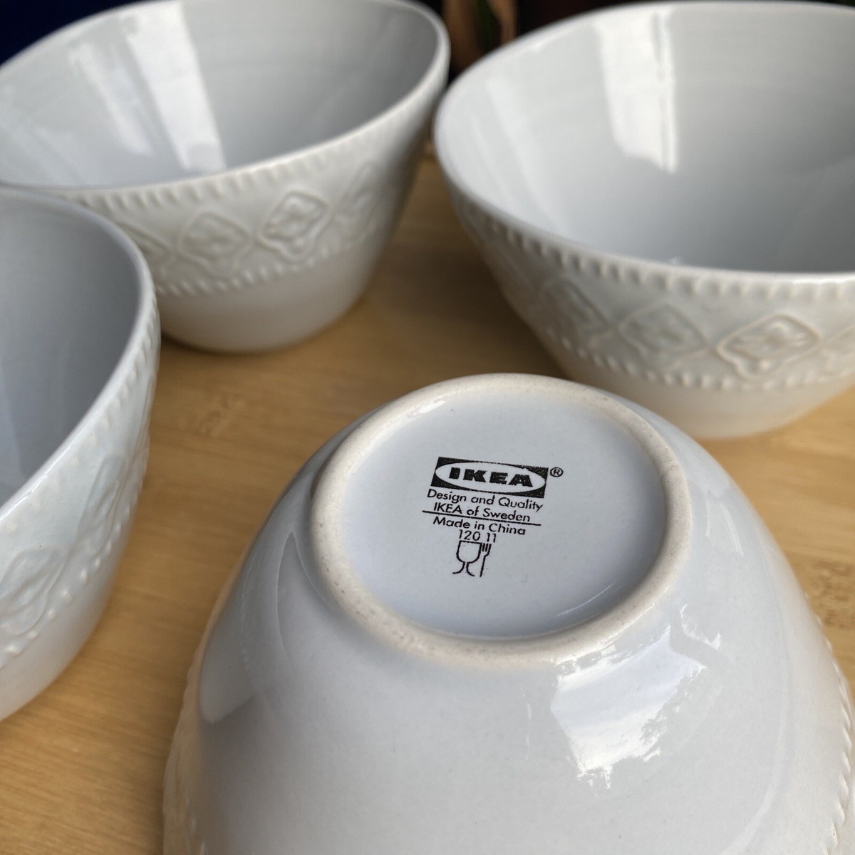 Ikea Sommar Stoneware Light Gray Cereal Bowls Set Of 4 RARE | eBay