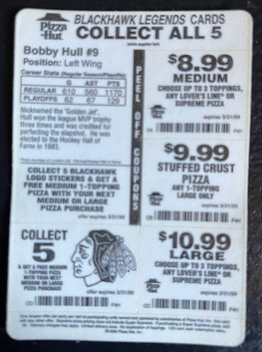 1998 Pizza Hut Chicago BlackHawks Legends Bobby Hull HOF - Picture 2 of 2