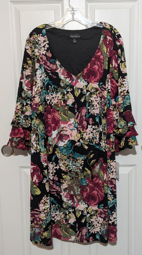 Connected Apparel Knee Length Lined Floral Shift Dress Women's Plus Size 20W - 第 5/11 張圖片