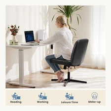 Leather Lounge Chair, Make-Up Chair With Adjustable Height＆Backrest Angle