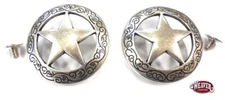2 Pack Texas Star Antique Silver Conchos 1-1/2" Screw Back Weaver New Free Ship
