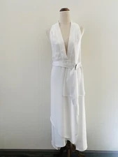 Manning Cartell New Order Dress Size 8 White Layered Asymmetric Side Split VNeck