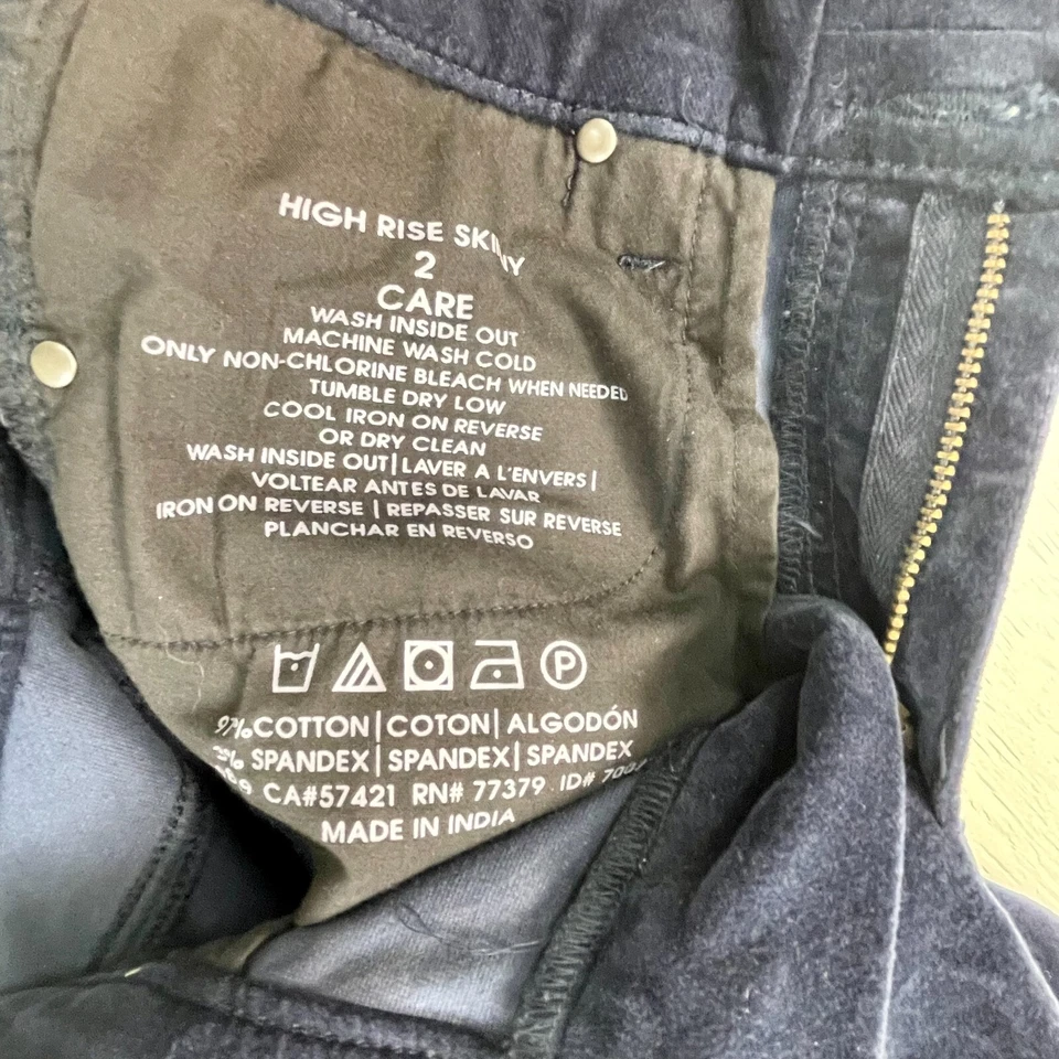 Pantalones elásticos de terciopelo azul marino talla 2 Ann Taylor calce curvilíneo para mujer Foto 4 de 4