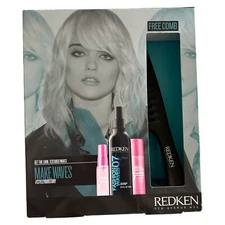 Redken Textured Waves Gift Set NIB Sea Spray 8.5 Fl Oz Dry Shampoo Primer Comb