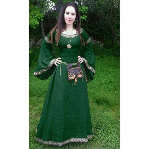NEW Fashion Women Renaissance Costume Long Flare Sleeve Medieval Fairy Dress - Picture 4 of 14