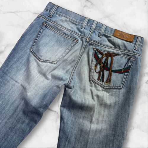 GUCCI Denim Pants Period of TOM FORD Embroidery Sherry line Size:46(M) Men Auth