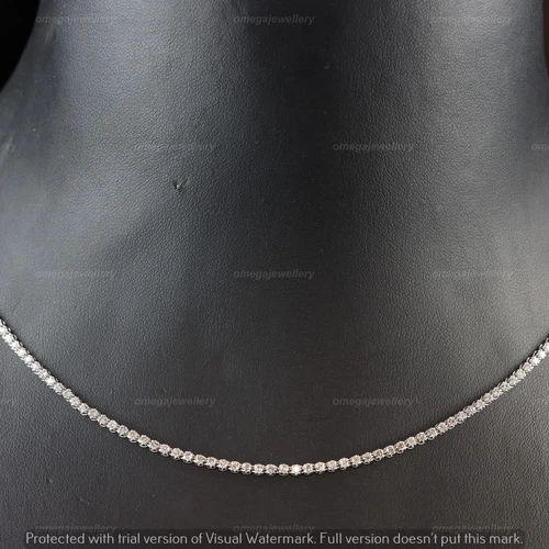 1 DAY SHIP 2.07CT Certified Natural Diamond Tennis Necklace 16 inch Women's