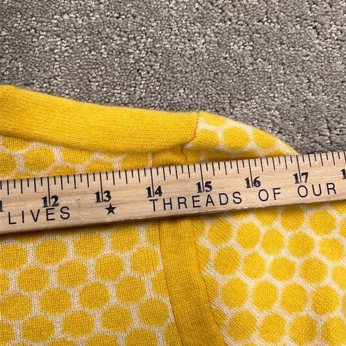 Nordstrom Sweater Women M Yellow White Honeycomb Cashmere Knit Classic Luxury - Picture 7 of 10