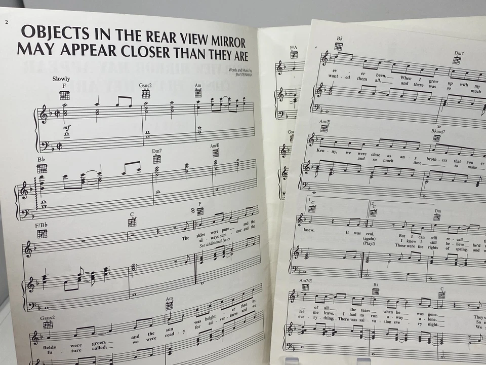 Objects in the Rear View Mirror Sheet Music by Meat Loaf Piano Vocal Guitar - Image 3 of 3