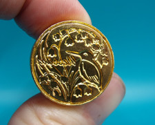 Modern Goldtone Metal Wood Bird Flowers "Blessing" Sealing Wax Stamp Seal