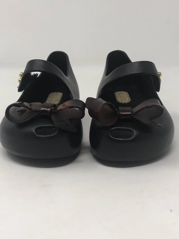 Мини Melissa девочек черный черепаховый коричневый бант Ultragirl плоский туфли 7 - Изображение 3 из 4
