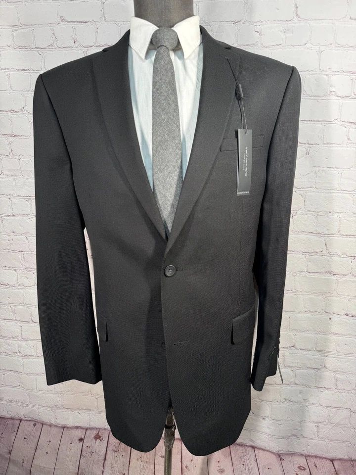 Nuevo ANDREW MARC Para Hombres Negro ELASTIZADO AJUSTADO 2 piezas Traje 44L Chaqueta 37x33 Pantalón Foto 2 de 4