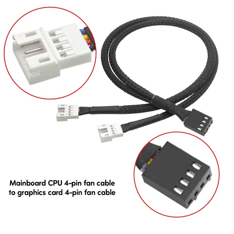 CPU 4Pin Fan to Graphics Card 4 Pin Fan Adapter Cable for Computer