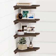 Floating Corner Shelves for Wall Set of 4 Small Corner Bookshelf for Bedroom ...