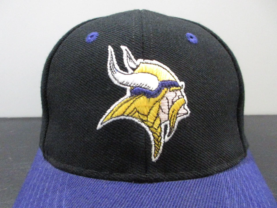 VINTAGE Minnesota Vikings Hat Cap Snap Back Black Purple NFL Football Logo Mens - Image 2 of 4