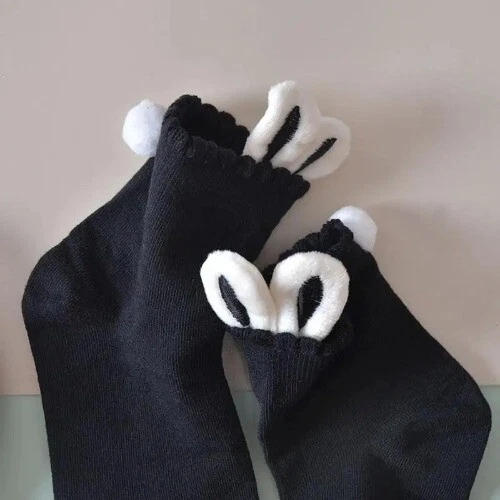  Lolita Socks Animal Ears Bunny Ears Warm Ladies Floor Sock Coral Half Velvet - Image 2 of 4