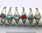 Amethyst & Mix Gemstone 5PCS Cuff Bangles 925 Silver Plated Wholesale Jewelry