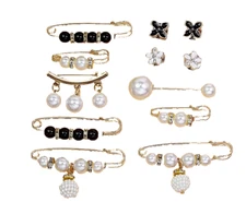 Elegant Pearl Brooch Set - 12pcs Different Styles for Dresses Hats and Bags