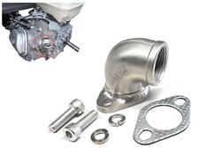 Stainless steel elbow exhaust port : Predator 301, 420. Honda GX 240, 270, 390.