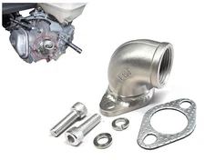 Stainless steel elbow exhaust port : Predator 301, 420. Honda GX 240, 270, 390.