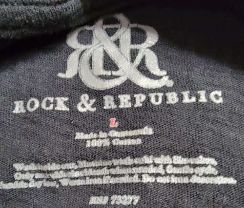 Rock & Republic Mens Shirt Size L Large Black Silver American Flag - Picture 5 of 12