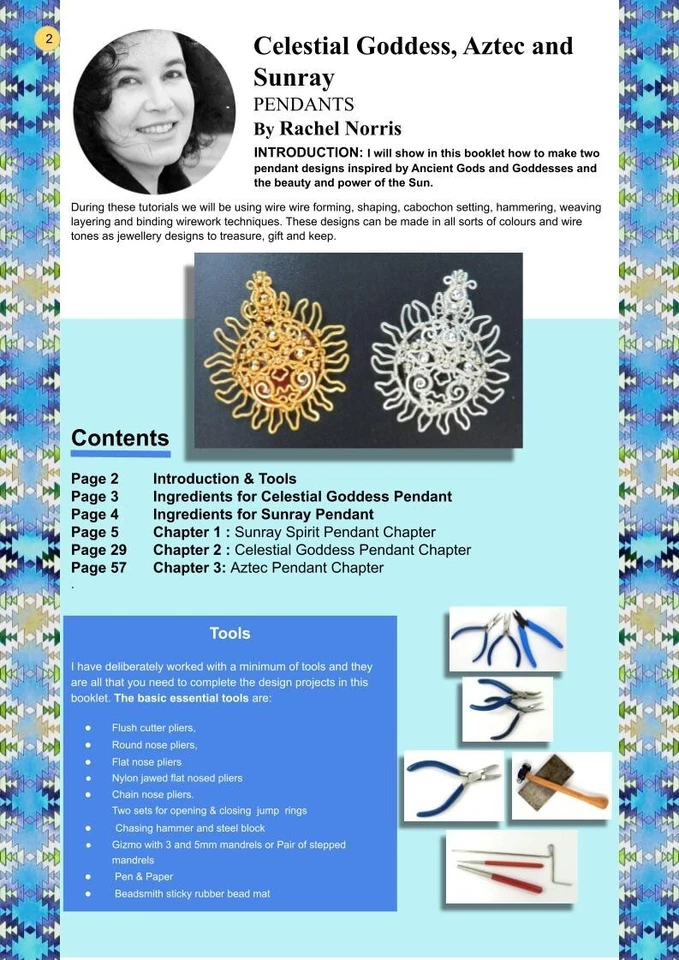 Celestial Goddess, Sunray, Aztec  Pendant Tutorial Booklet by Rachel Norris - Image 2 of 2