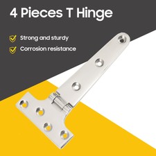 Tee Hinges Black Decorative Heavy Duty Strap T Hinge Door Gate Shed Pair of 4