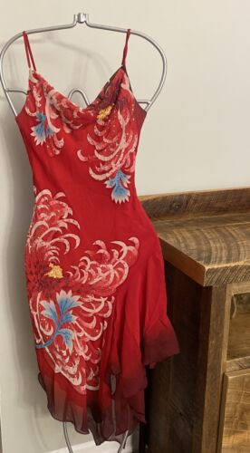 Cache RED silk gown dress Size 4 SMALL