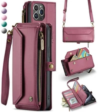Crossbody for iPhone 16e 15 14 13 12 11 Pro Max XS XR SE Case Wallet Card Holder