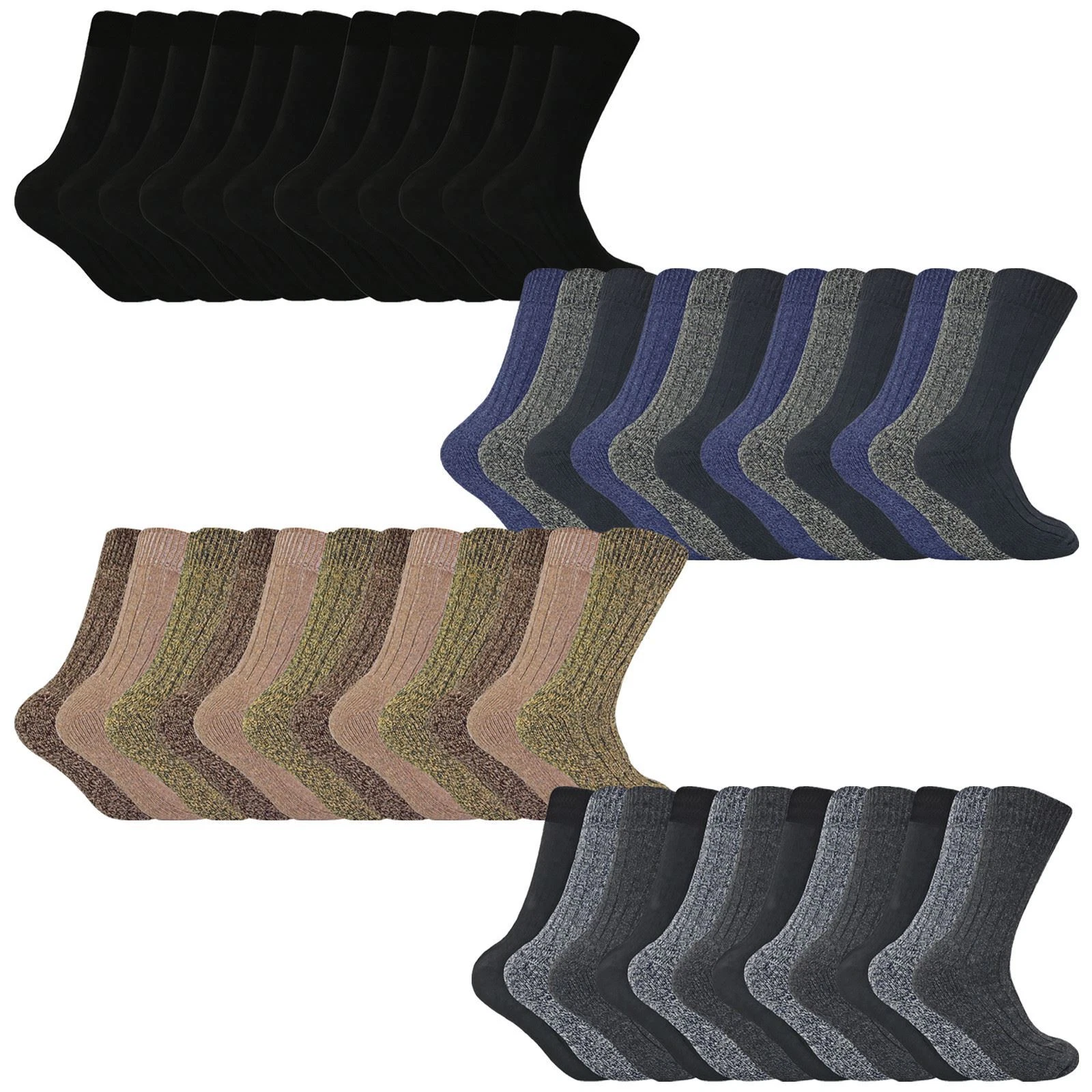 Thermal Boot Hiking Socks for Men | Sock Snob | 12 Pairs Multipack Wool Socks
