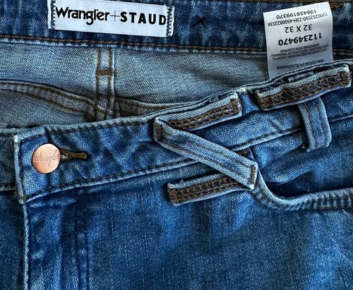 Wrangler + STAUD Jeans The Staud Straight Denim Blue 32x32 Mid Wash - Picture 6 of 8