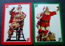 2 Single Wide Swap Playing Cards Santa Drinking Coca Cola Merry Christmas Pair