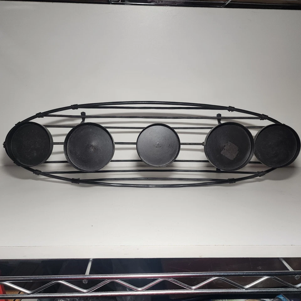 Rustic Fireplace 5 Candle Holder Wrought Iron Pillar Centerpiece 23 X 7 - Image 2 of 4